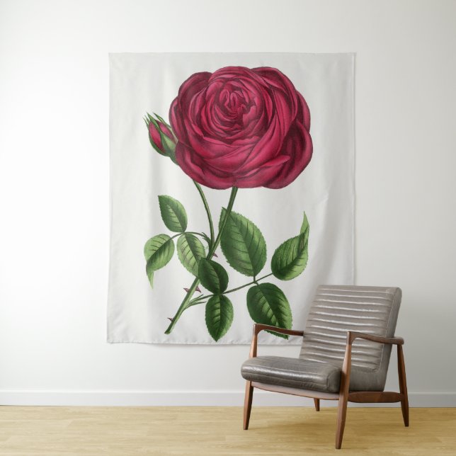 Antique Rose Lithograph, François-Frédéric Grobon Tapestry (In Situ)