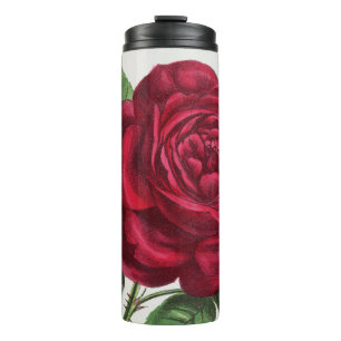 Antique Rose Lithograph, François-Frédéric Grobon Thermal Tumbler
