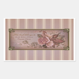 Antique Rose (pink) Bookplate Rectangular Sticker