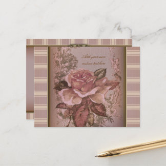 Antique Rose (pink) Personalised Postcard