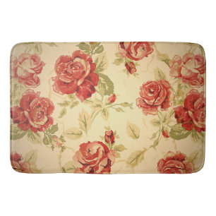 Antique rose print bath mat