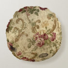 Antique rose print on round throw pillow