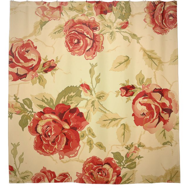 Antique rose print shower curtain (Front)
