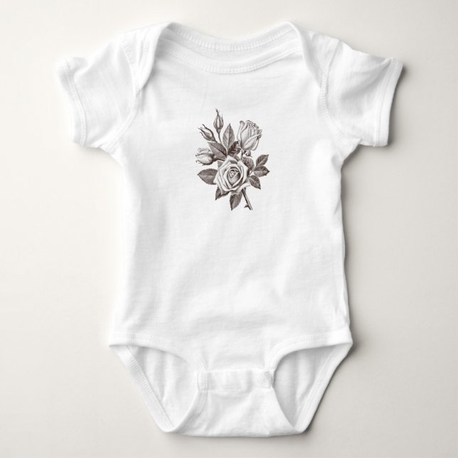 Antique Rose T-Shirt Baby Bodysuit (Front)