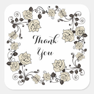 Antique Rose Thank You Sticker
