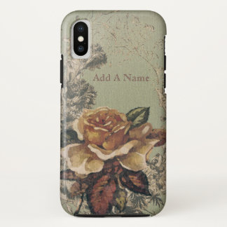 Antique Rose Vintage Illustration iPhone X Case
