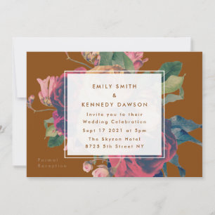 Antique Rose Vintage Terracotta Wedding Invitation
