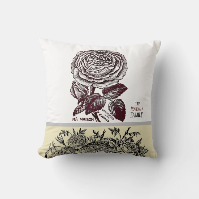 Antique Rose -Your Choice of Text Cushion (Front)