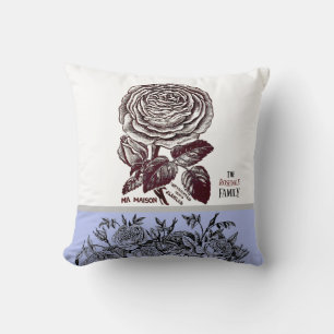 Antique Rose -Your Choice of Text Periwinkle Cushion