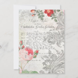 Antique Roses, Engraved Scrolls & Script Card