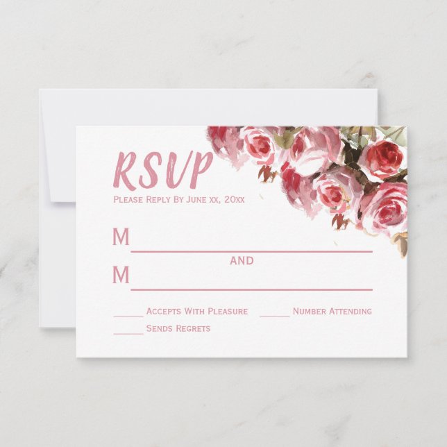 Antique Roses - Wedding RSVP Card 3" x 5" (Front)