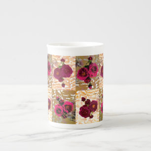 Antique Roses with white background Bone China Mug