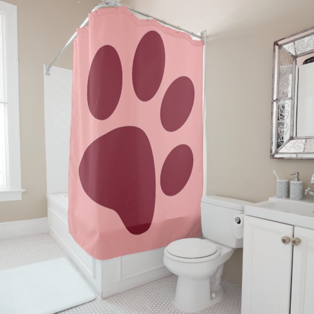 Antique Ruby Animal Paw Print Shower Curtain (In Situ)