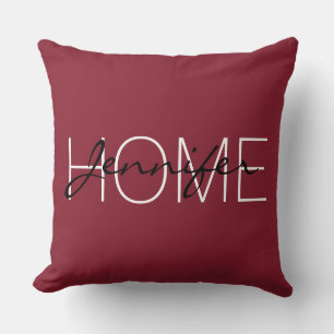 Antique ruby colour home monogram cushion
