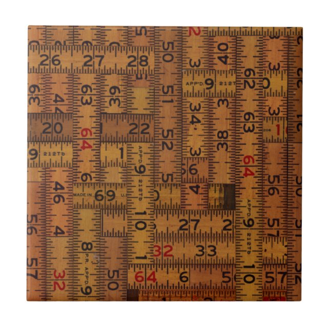 Antique Ruler Measured Pattern Ceramic Tile (Front)