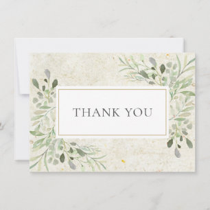 Antique Rustic Greenery Leaves Thank You Card