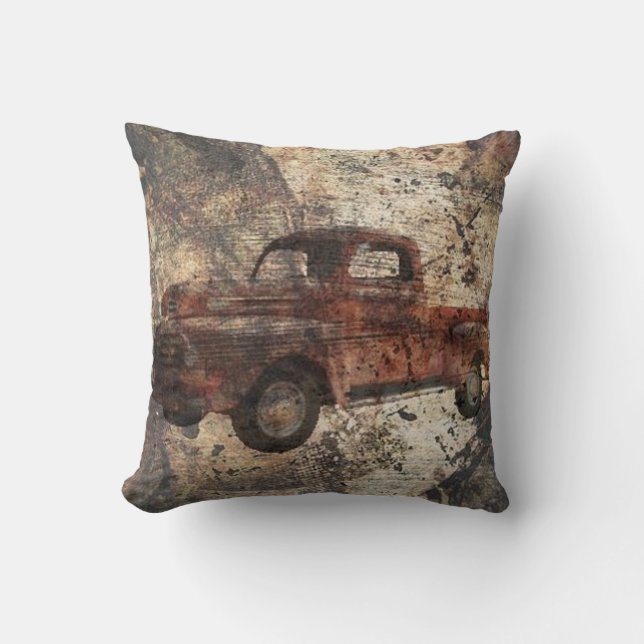 Antique Rustic Old Truck Cushion (Front)