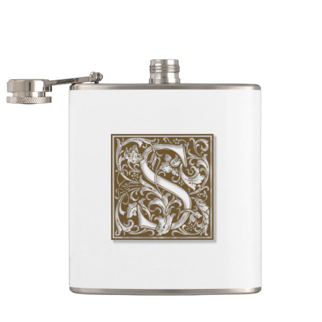 Antique S Monogram Hip Flask (Opened)
