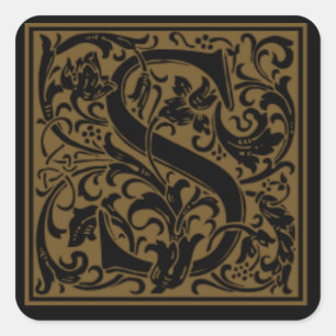Antique S Monogram Square Sticker