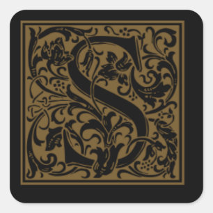 Antique S Monogram Square Sticker