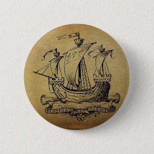 Antique Sailing Ship 6 Cm Round Badge