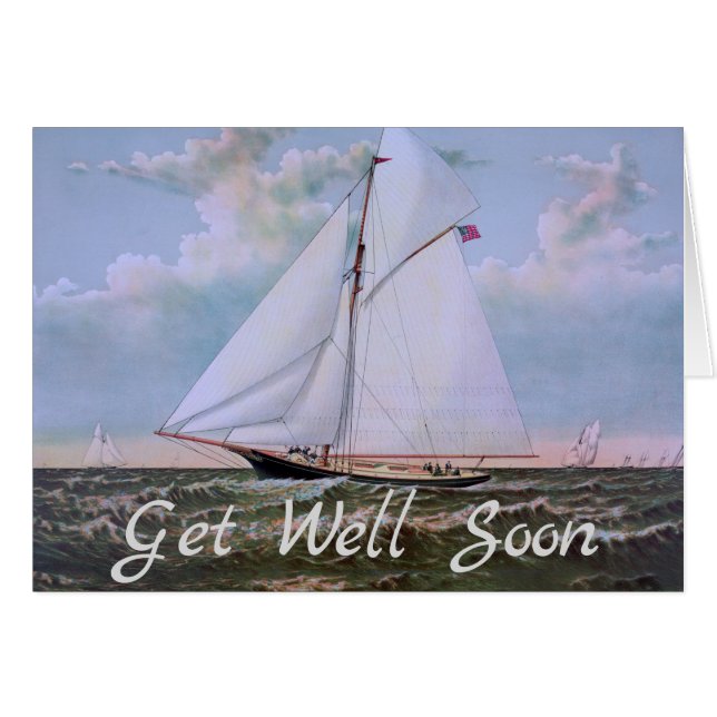 Antique Sailing Ship Sloop Yacht Sailboat Ocean (Front Horizontal)