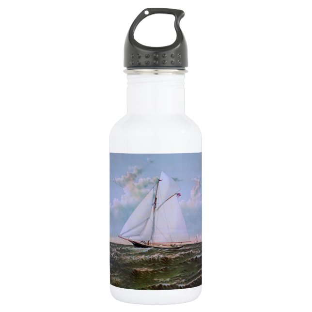 Antique Sailing Ship Sloop Yacht Sailboat Ocean 532 Ml Water Bottle (Front)