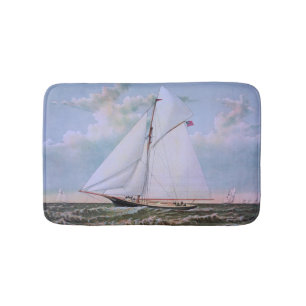 Antique Sailing Ship Sloop Yacht Sailboat Ocean Bath Mat