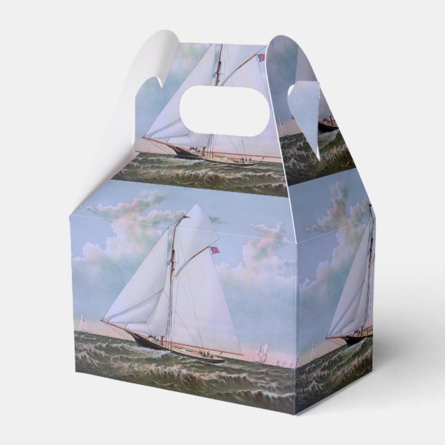 Antique Sailing Ship Sloop Yacht Sailboat Ocean Favour Box (Front Side)