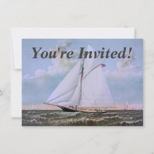 Antique Sailing Ship Sloop Yacht Sailboat Ocean Invitation
