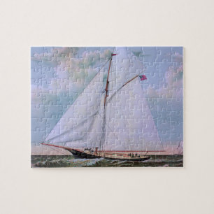 Antique Sailing Ship Sloop Yacht Sailboat Ocean Jigsaw Puzzle