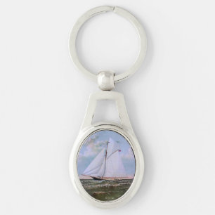 Antique Sailing Ship Sloop Yacht Sailboat Ocean Key Ring