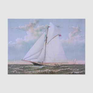 Antique Sailing Ship Sloop Yacht Sailboat Ocean Tissue Paper