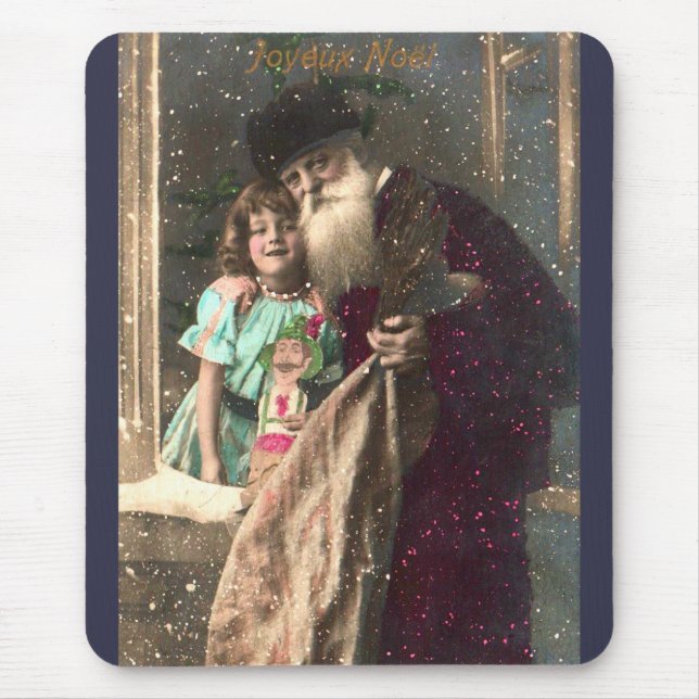 Antique Santa and Girl Christmas Mouse Pad (Front)