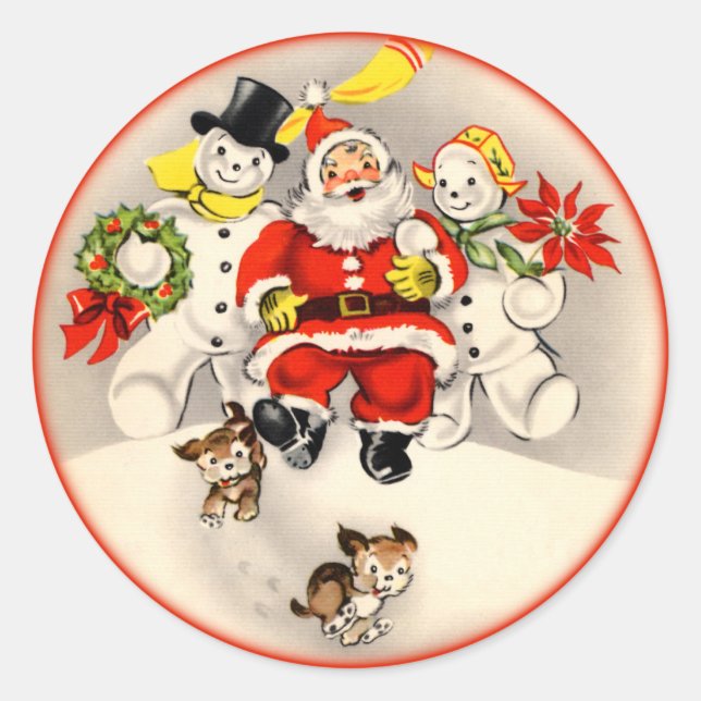 Antique Santa and Snow People Stickers (Front)