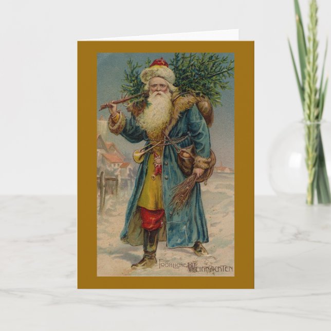 Antique Santa Illustration Christmas Card (Front)