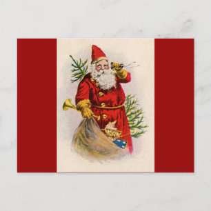 Antique Santa on the phone Holiday Postcard