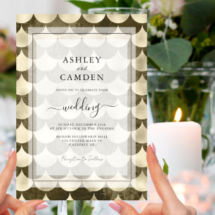 Antique Scallop Gilded Wedding Invitation