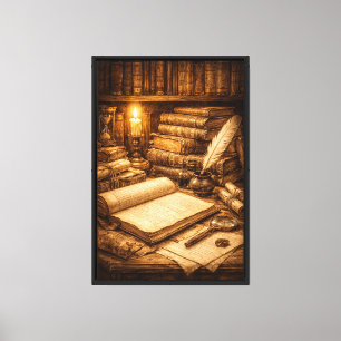 Antique Scholar Writing Desk Canvas Print