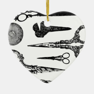 Antique Scissors Vignette Ceramic Ornament