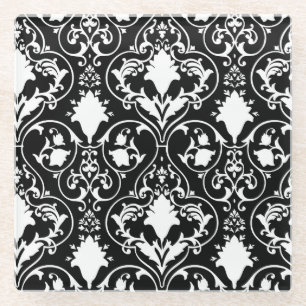 Antique scroll wallpaper 2 glass coaster