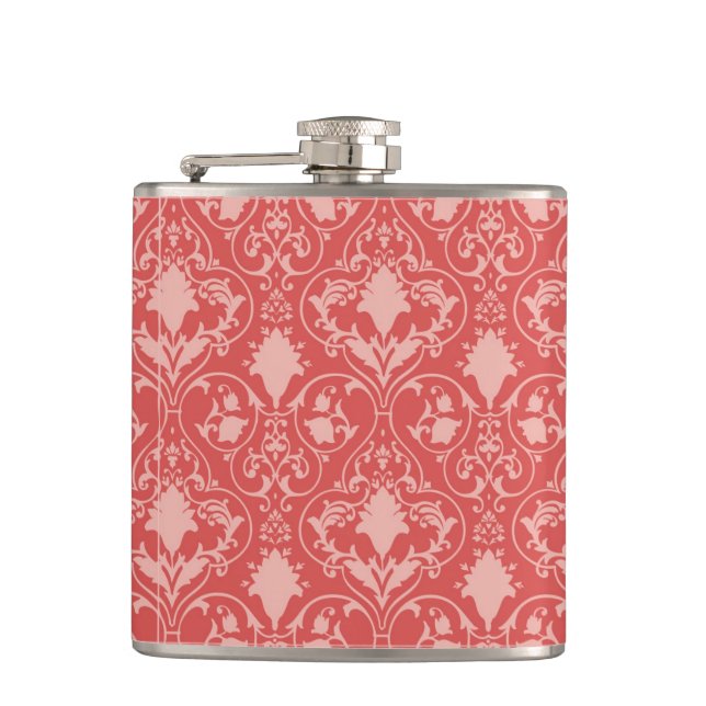 Antique scroll wallpaper 2 hip flask (Front)