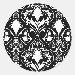 Antique scroll wallpaper classic round sticker