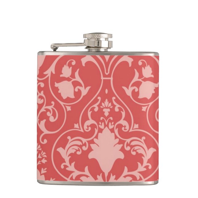 Antique scroll wallpaper hip flask (Front)
