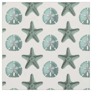 Antique Sea Star and Sand Dollar Illustration Fabric