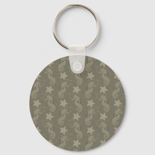 Antique Seahorse And Starfish Pattern Key Ring