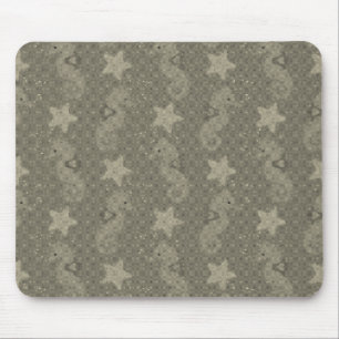 Antique Seahorse And Starfish Pattern Mouse Pad