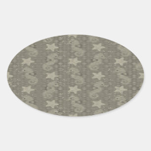 Antique Seahorse And Starfish Pattern Oval Sticker