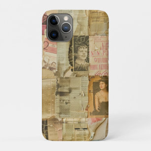 Antique Sepia Portrait Newspaper Scrapbook iPhone 11 Pro Case