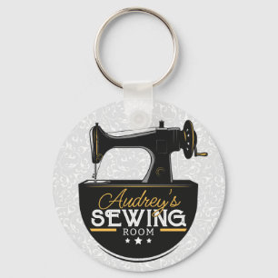 Antique Sewing Machine ADD NAME Seamstress Tailor  Key Ring